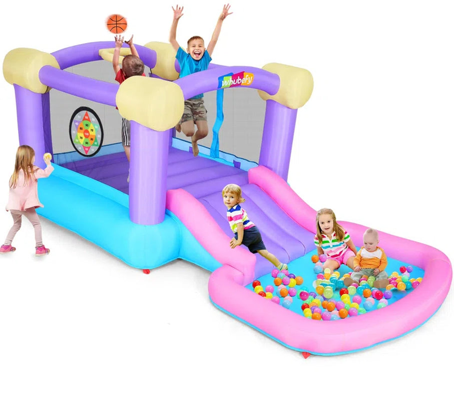 13.4' X 6.9' Inflatable Bounce House with Slide, Air Blower, Basketball Hoop for Backyard Play, Party