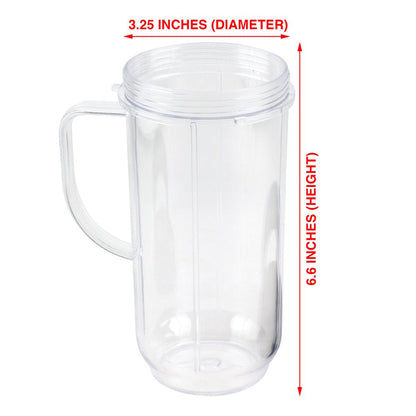 3 Pack 22 Oz Tall Cup with Flip Top To-Go Lids Replacement Part Compatible with Magic Bullet 250W MB1001 Blenders