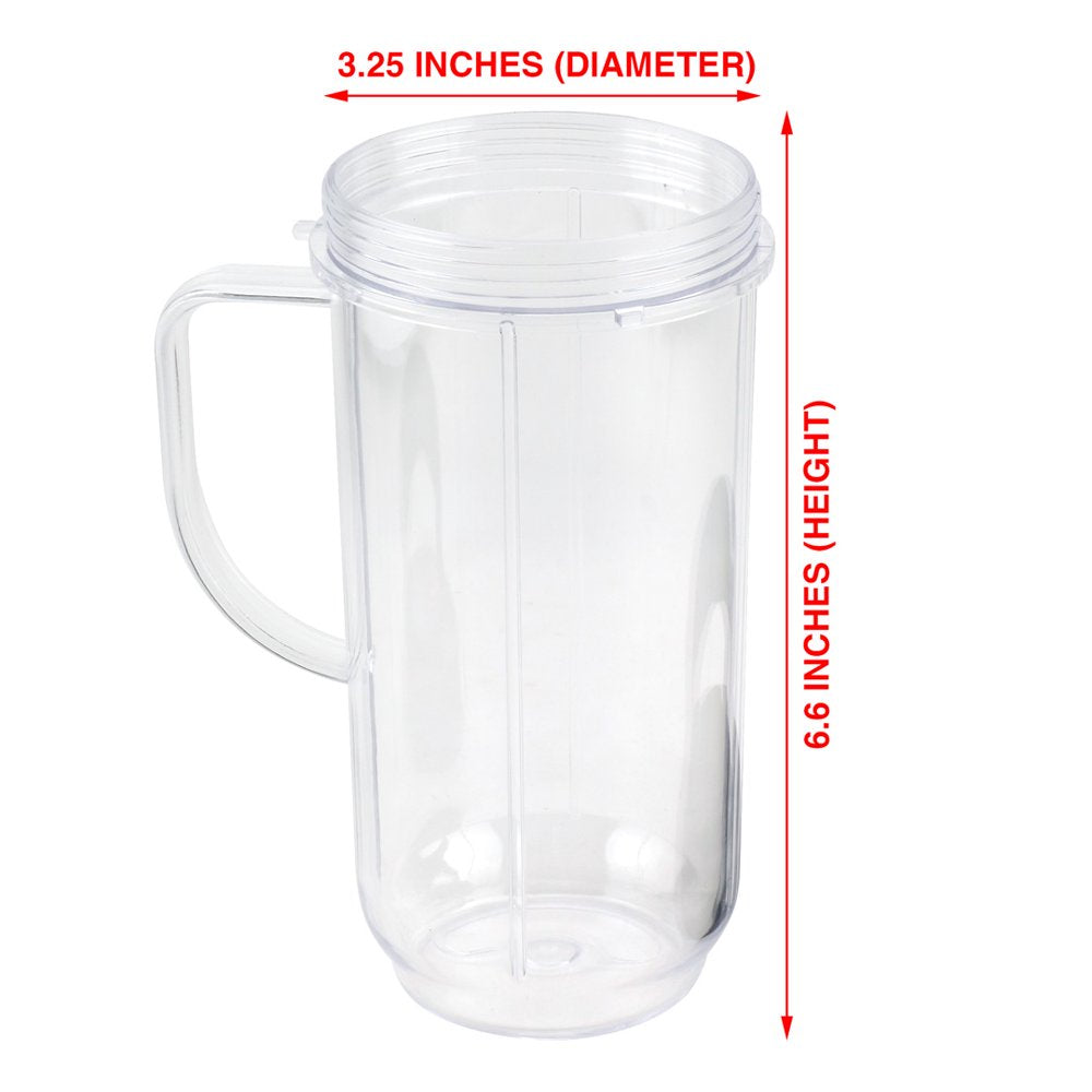 3 Pack 22 Oz Tall Cup with Flip Top To-Go Lid and Cross Blade Replacement Parts Compatible with Magic Bullet 250W MB1001 Blenders