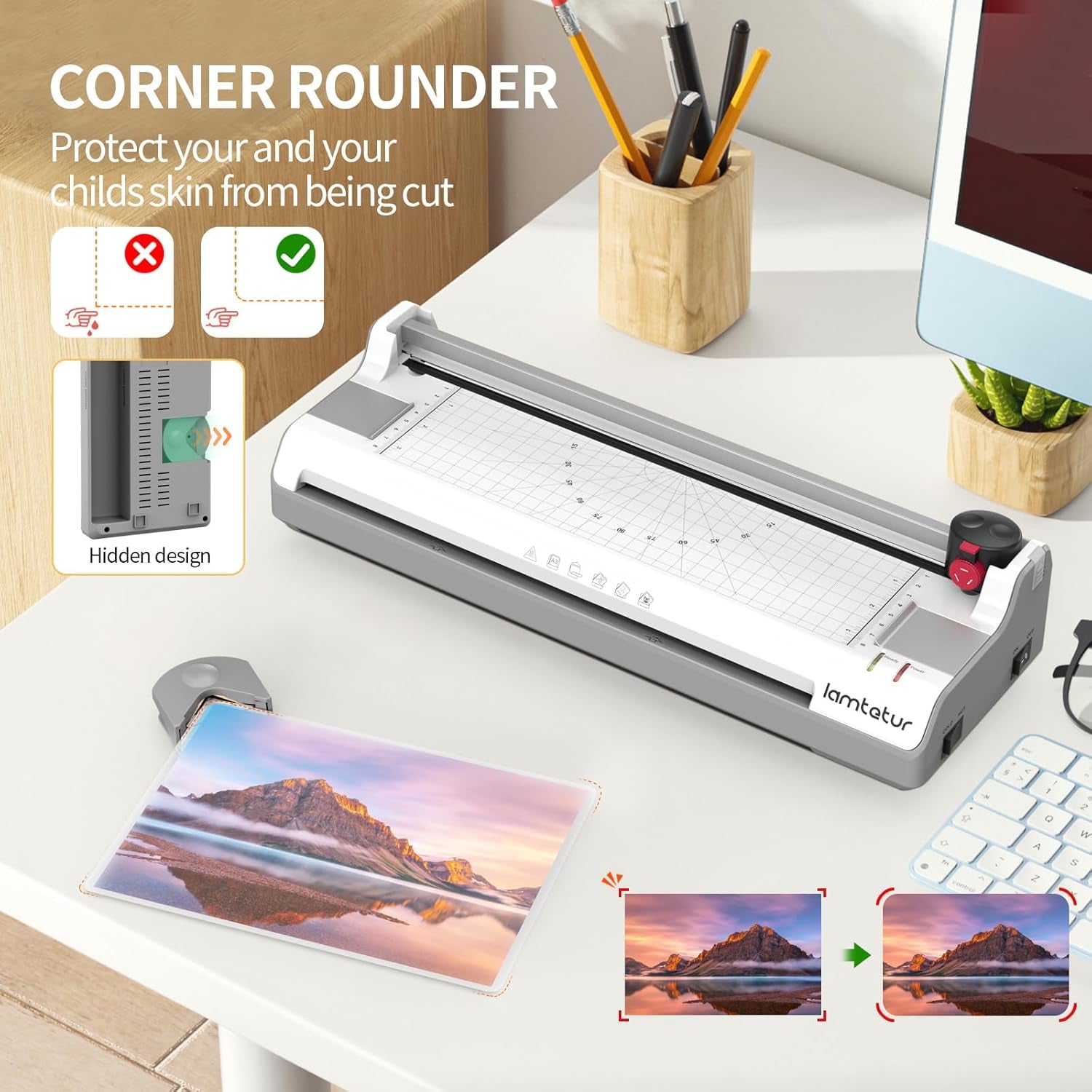 Lamtetur Thermal Laminator Machine11X17 with 70Letter Size Laminating Sheet | 13Inch Wide Laminating Hot&Cold Setting,A3 Lamination Laminated 3-5Mil,Office Home School Teacher,Paper Cutter,Corner Rounder