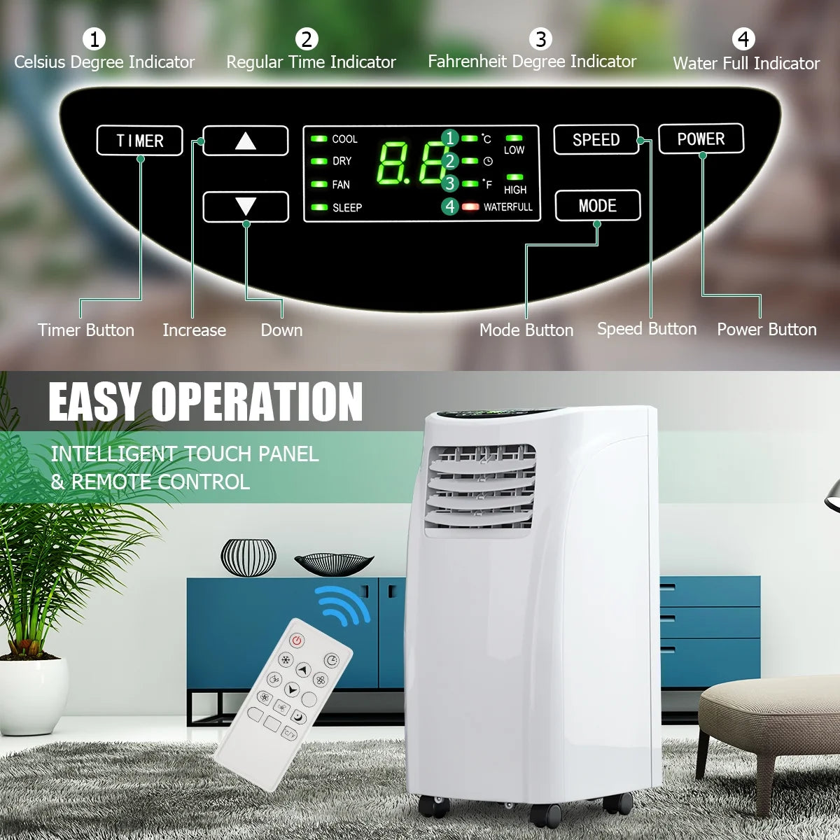 Portable Air Conditioner 5500 BTU (8000BTU ASHRAE) Dehumidifier
