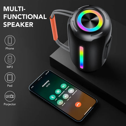 Bluetooth Speaker, Wireless Ultra Bluetooth Speaker with 66Mm Drivers, 4000Mah Battery 24Hrs Playtime, RGB Lights, BT5.4, IP7 Waterproof, AUX, TF Card, Suitable for Home/Party/Outdoor/Beach, Gift
