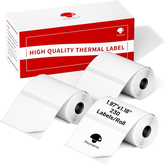 Phomemo Labels- 3 Rolls M110/M220/M221/M120/M200 Thermal Paper 1.97"X1.18"(50X30Mm)- M110 Label Multipurpose Square Self-Adhesive Paper for Product Tag, Barcode, Address Label, 230 Labels/Roll