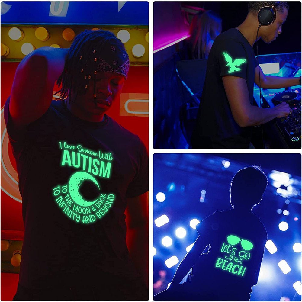 12" X 8FT Glow in the Dark White to Blue Green Heat Transfer Vinyl Iron on T-Shirt for Cricut & All Cutter Machine