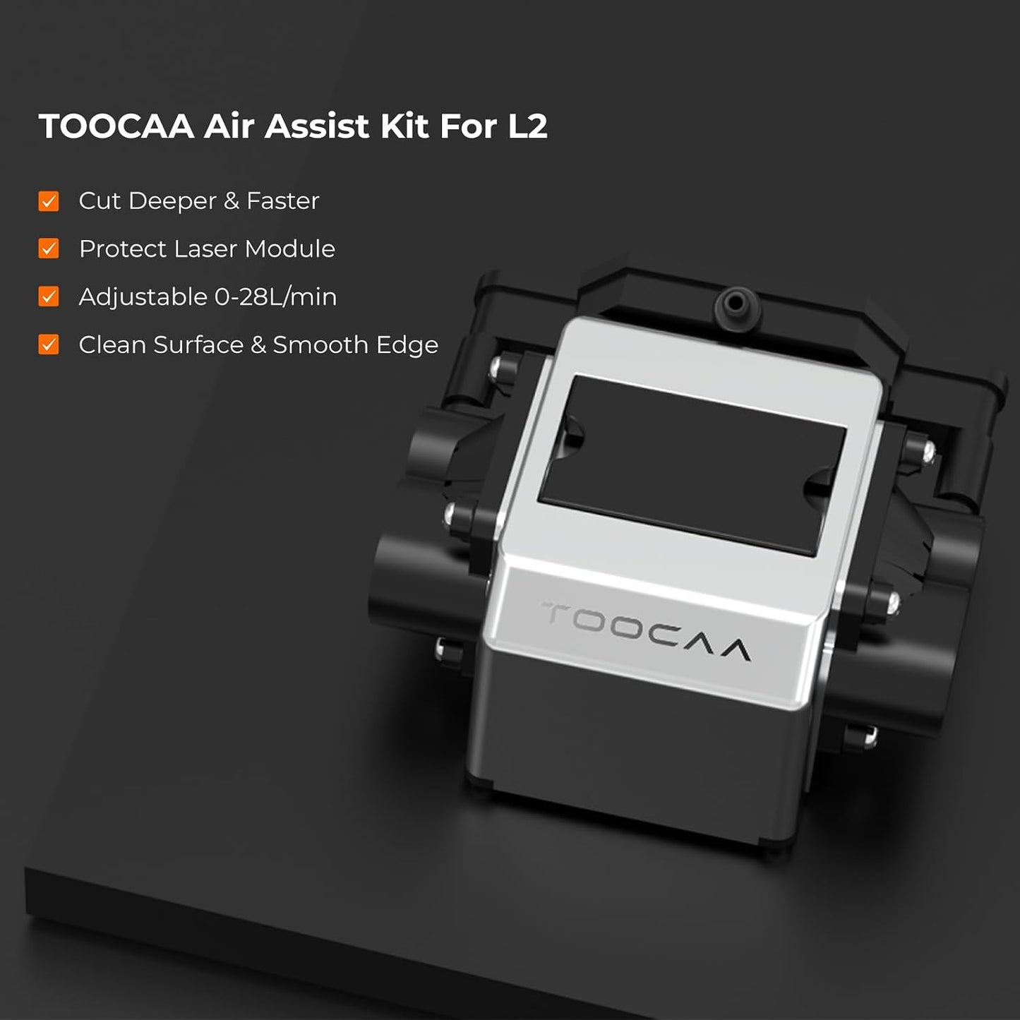 TOOCAA Air Assist Pump Kit for TOOCAA L2 and Most of Laster Cutter & Engraver,Air Assist with Adjustable 30L/Min - Faster and Deeper Cutting, Remove Smoke & Clean Surface, Protect Laser Lens,Low Noise