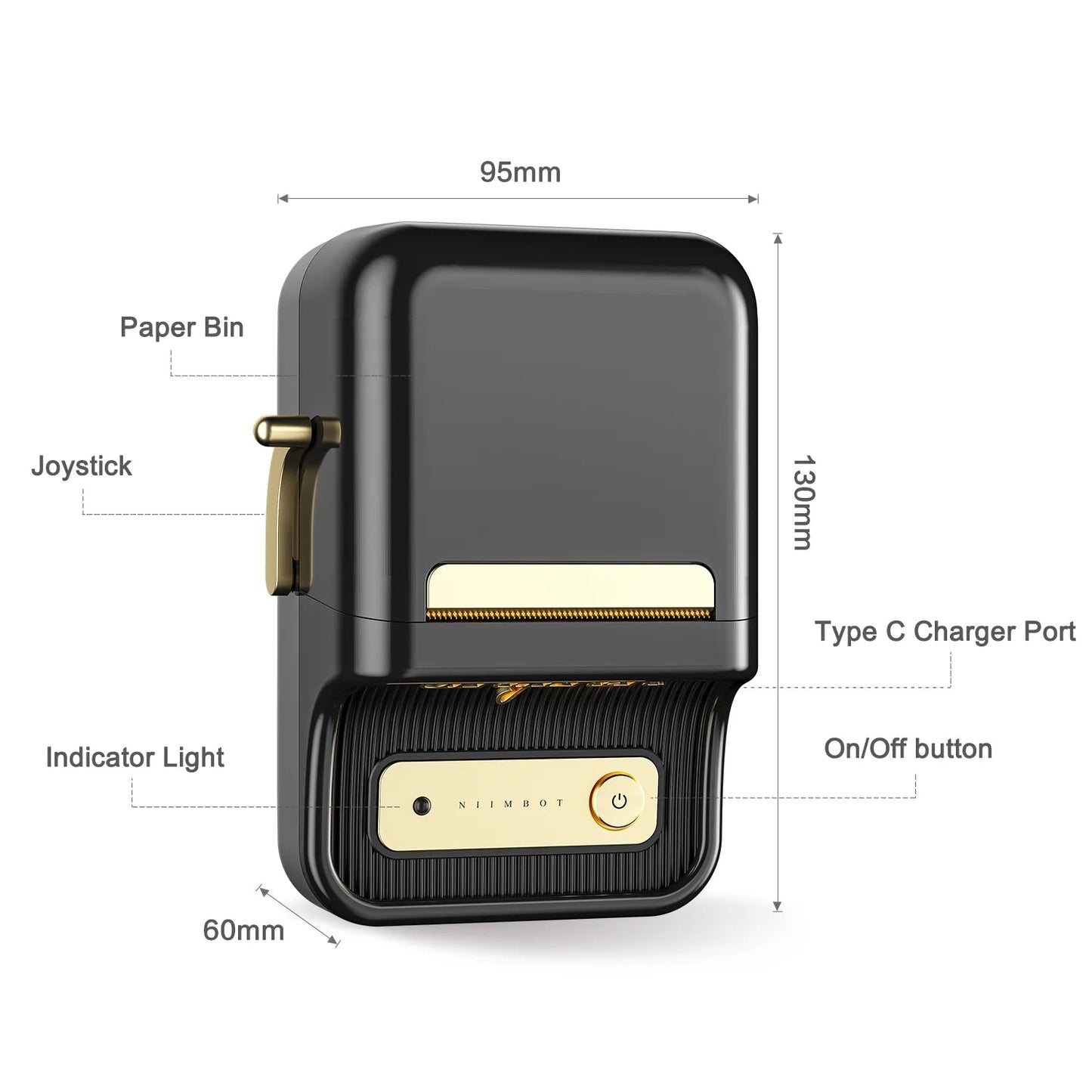 B21 Label Maker Machine, 2 Inches Label Printer Retro Wireless Thermal Sticker Printer (Black)