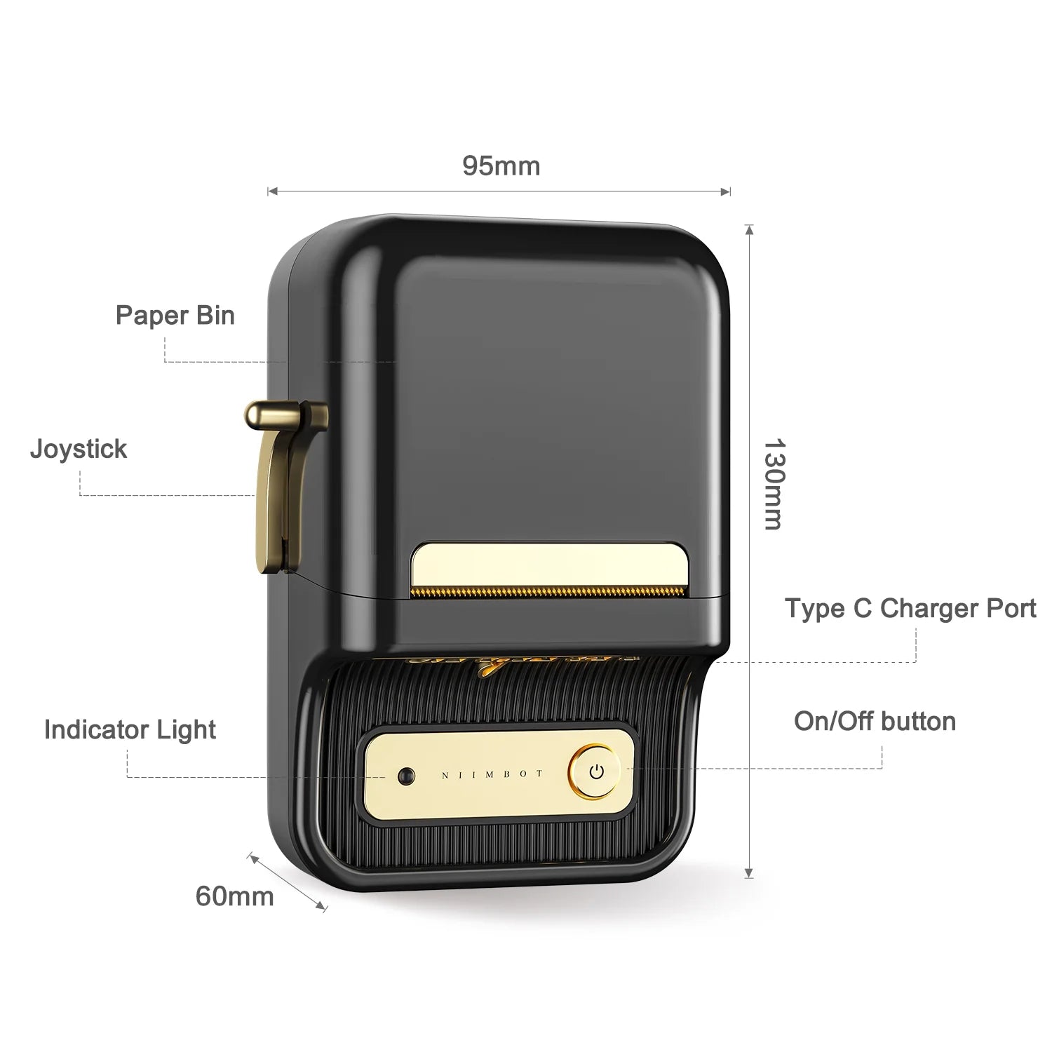 B21 Label Maker Machine, 2 Inches Label Printer Retro Wireless Thermal Sticker Printer (Black)