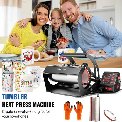 AKEYDIY Tumbler Heat Press 30Oz 20Oz 16Oz Sublimation Tumblers Press Straight Skinny Tumbler Cup Press Glass Jar Cans,Tumbler Mug Heat Press Machine 20 and 30Oz 11-16Oz DIY Heat Transfer Press Vinyl