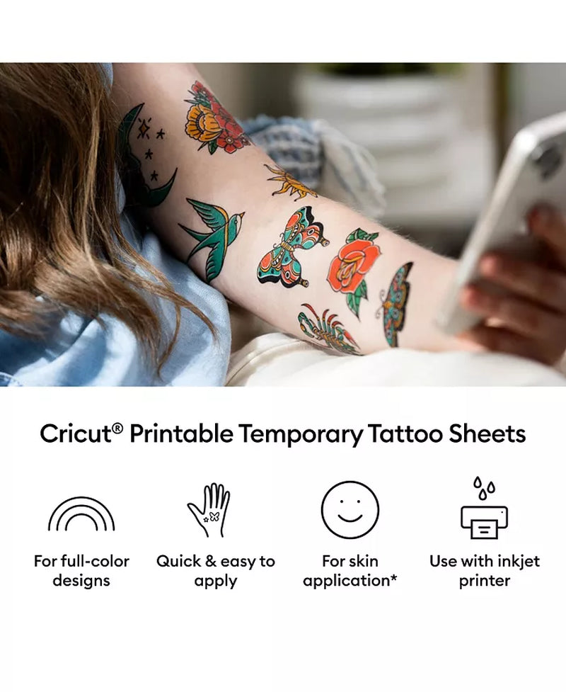 8.5 in X 11 in Printable Temporary Tattoo Sheets 8 Count