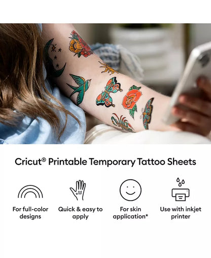 8.5 in X 11 in Printable Temporary Tattoo Sheets 8 Count