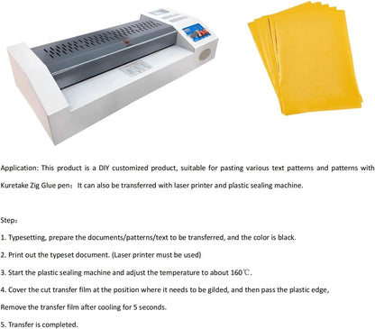 SUPERFINDINGS 60 Sheets Toner Reactive Foil 10 Colors Transfer Foil Paper A4 Foils Paper Sheet for Laser Printer+Laminator Metallic DIY Craft Embossing Scrapbooking Cards Making 11.4X7.3Inch
