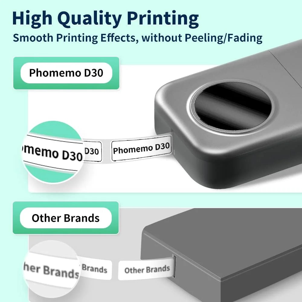 D30 Thermal Label Printer, Bluetooth Wireless Mini Pocket Label Maker Machine with Tape, Compatible with Ios Android, for Home, Office (Black)