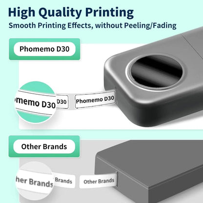 D30 Thermal Label Printer, Bluetooth Wireless Mini Pocket Label Maker Machine with Tape, Compatible with Ios Android, for Home, Office (Black)