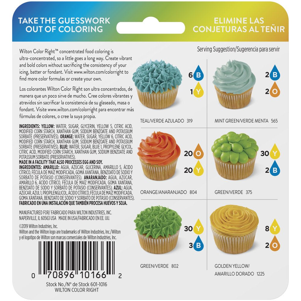 3-Piece Color Right Concentrated Food Coloring Set, 1.92 Oz. (Blue, Yellow, Orange)