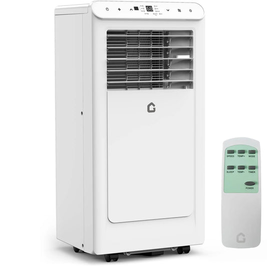 Portable Air Conditioner, 8000 BTU for Rooms up to 350 Sq. Ft. 4 Modes with Remote Control Quiet AC, Dehumidifier, Fan Includes Window Installation Kit, 24-Hour Timer,Sleep Mode,White