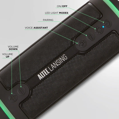 Hydramotion 2.0 Wireless Bluetooth Speaker, 16H Battery, RGB Lights, USB-C Quick Charge, IP67 Rated Waterproof Bluetooth Speaker, Mountable, Voice Assistant