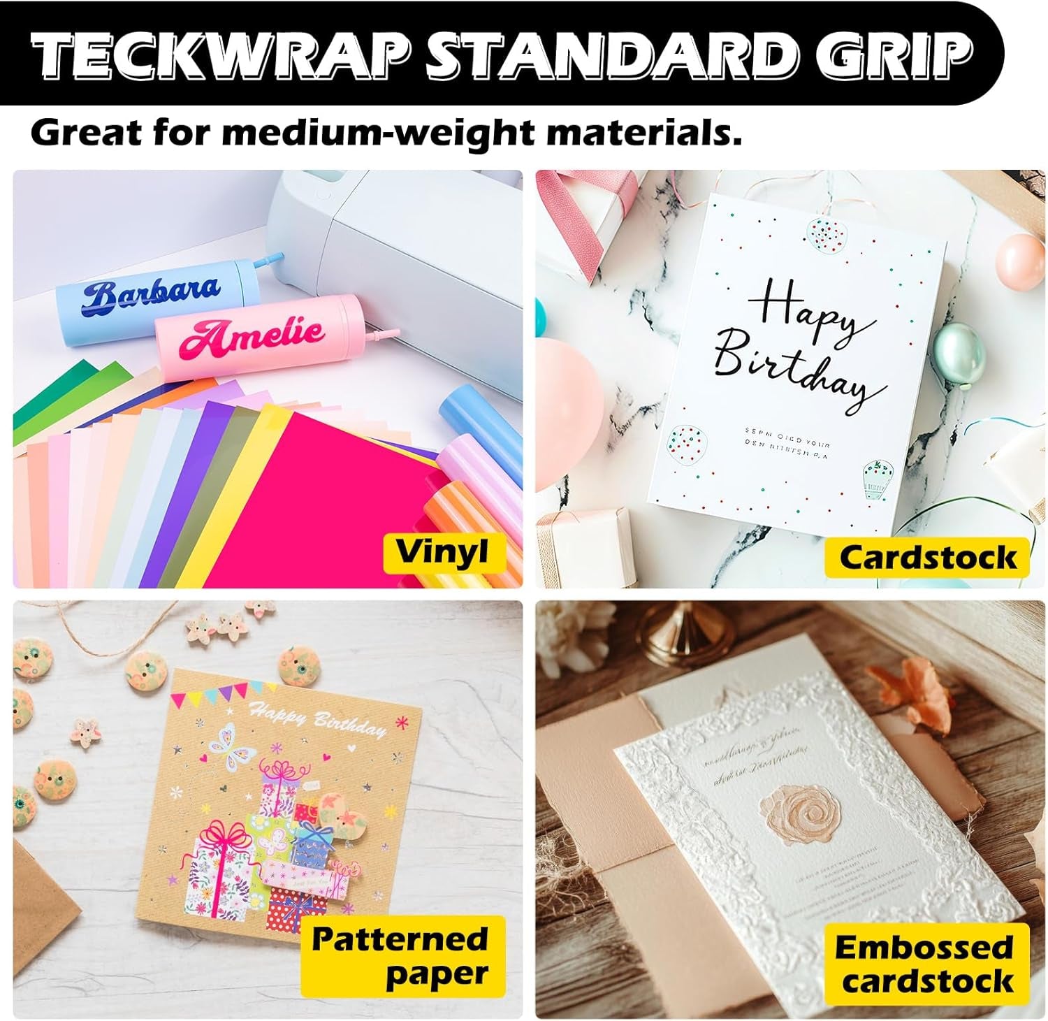 4 Pack 12"X12" Green Standard Adhesive Cutting Mats, with Precision Vinyl Pin Pen & 6 Inch Squeegee - Ideal for HTV, Vinyl, Quilting & Crafting, Compatible with Popular Cutting Machines