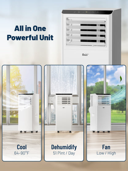 8000 BTU Portable Air Conditioner, 3-In-1 AC Unit, Dehumidifier, Fan, Remote, Timer, for Room up to 230 Sq.Ft
