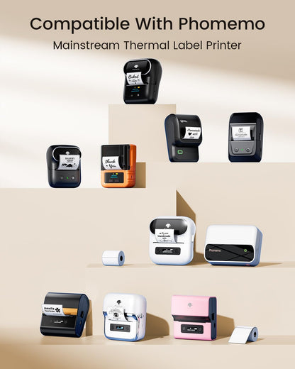 Phomemo Labels M110- for M110/M220/M250/M221/M260, 1.96" X1.96"(50X50Mm), Black on Brown, 140 Labels, for Small Business, Home, Office