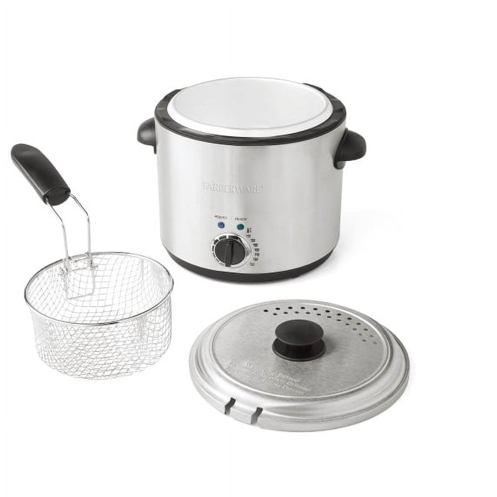 ,Deep Fryer, Clear,2Qt round Capacity,Stainless Steel,Detachable Basket.