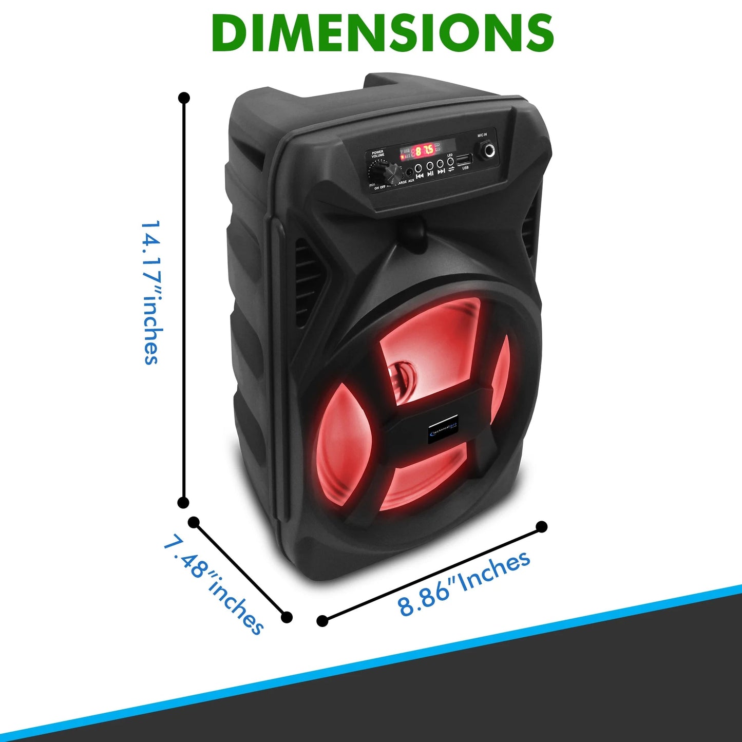 (Qty 2)  500W Portable 8" Bluetooth Speaker with Woofer & Tweeter (Black)