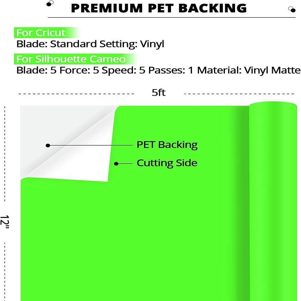 Glow in Dark Permanent Vinyl 12" X 5 FT Neon Permanent Adhesive Vinyl Roll for Craft Cutter（Fluorescein to Yellow）