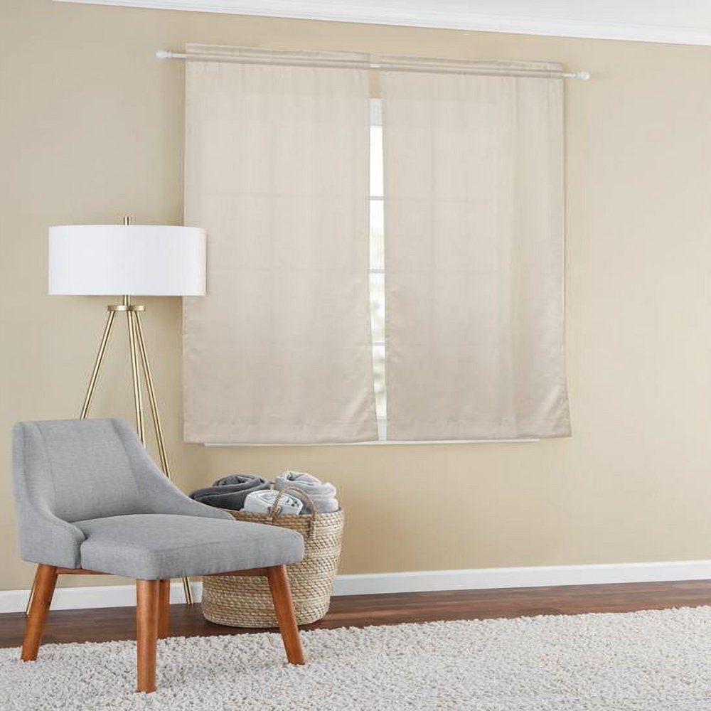 Solid Color Room Darkening Rod Pocket Curtain Panel Pair, Set of 2, Beige, 30 X 63