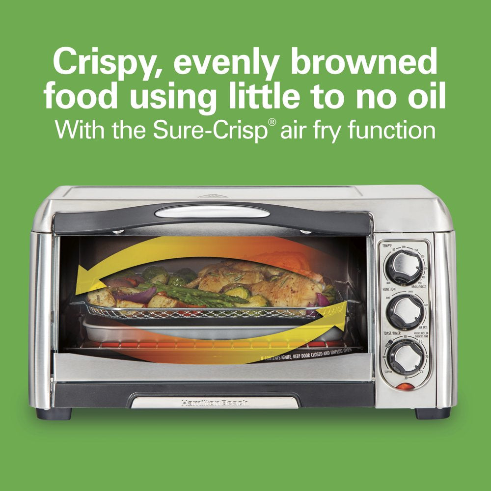 Sure-Crisp Air Fryer Toaster Oven, 6 Slice Capacity, Stainless Steel 31323