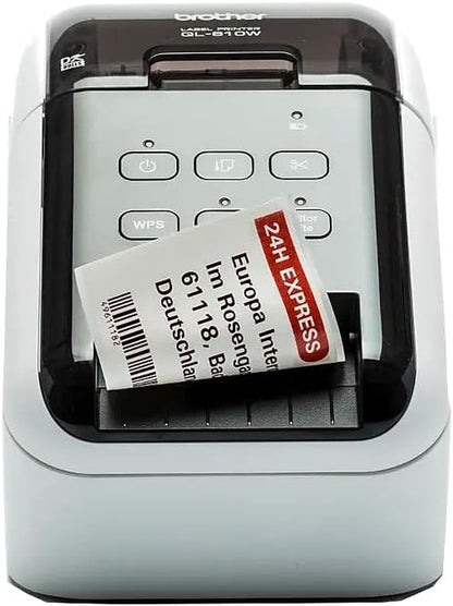 Brother Ql-810Wc Professional Printer with USB and Wifi Connectivity, Ultra-Fast Printing up to 110 Labels per Minute with Standard Address in Monochrome, Black & Red Printing Available