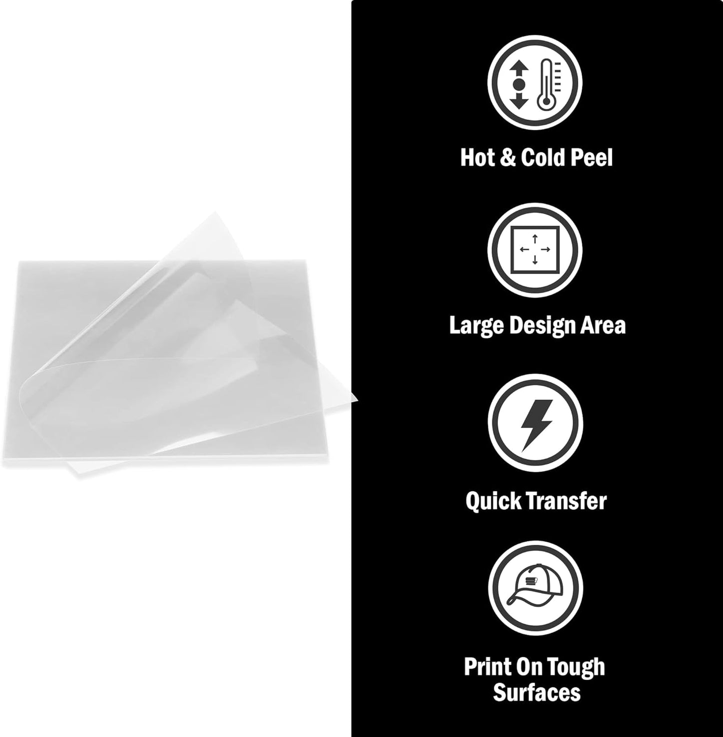 Ecotex® Plastisol Transfer Film Hot/Cold Peel (100 Sheets - 15 X 15 Inch) - Heat Press Plastisol Transfer Film on T Shirts and Garments - Iron on Transfer Paper and Dark Fabric