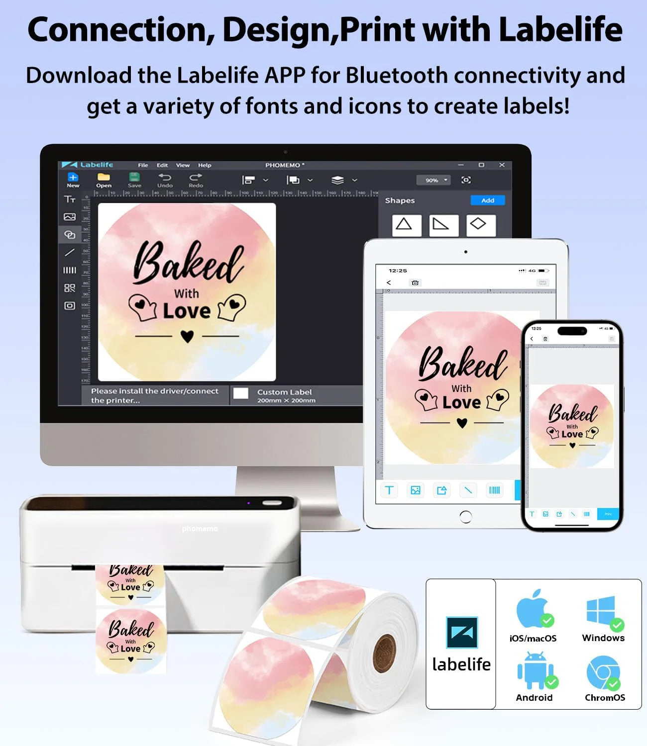 Wuduguer Shipping Label Printer - 241BT 4X6 Wireless Thermal Label Printer, Bluetooth Thermal Label Printers for Small Business, Compatible with Iphone, Android, Amazon, Shopify, Ups（Black）