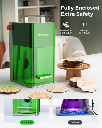 F1 2-In-1 Dual Laser and Infrared Engraver with Slide Extension, Rotary Extension and Smoke Purifier, Lightning Speed Portable Fiber Laser Engraver for Metal Wood