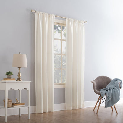 Textured Solid Curtain Single Panel, 38" X 63", Cream