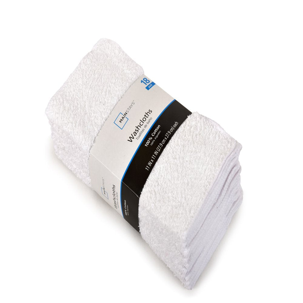 18-Pack Washcloth Bundle, White