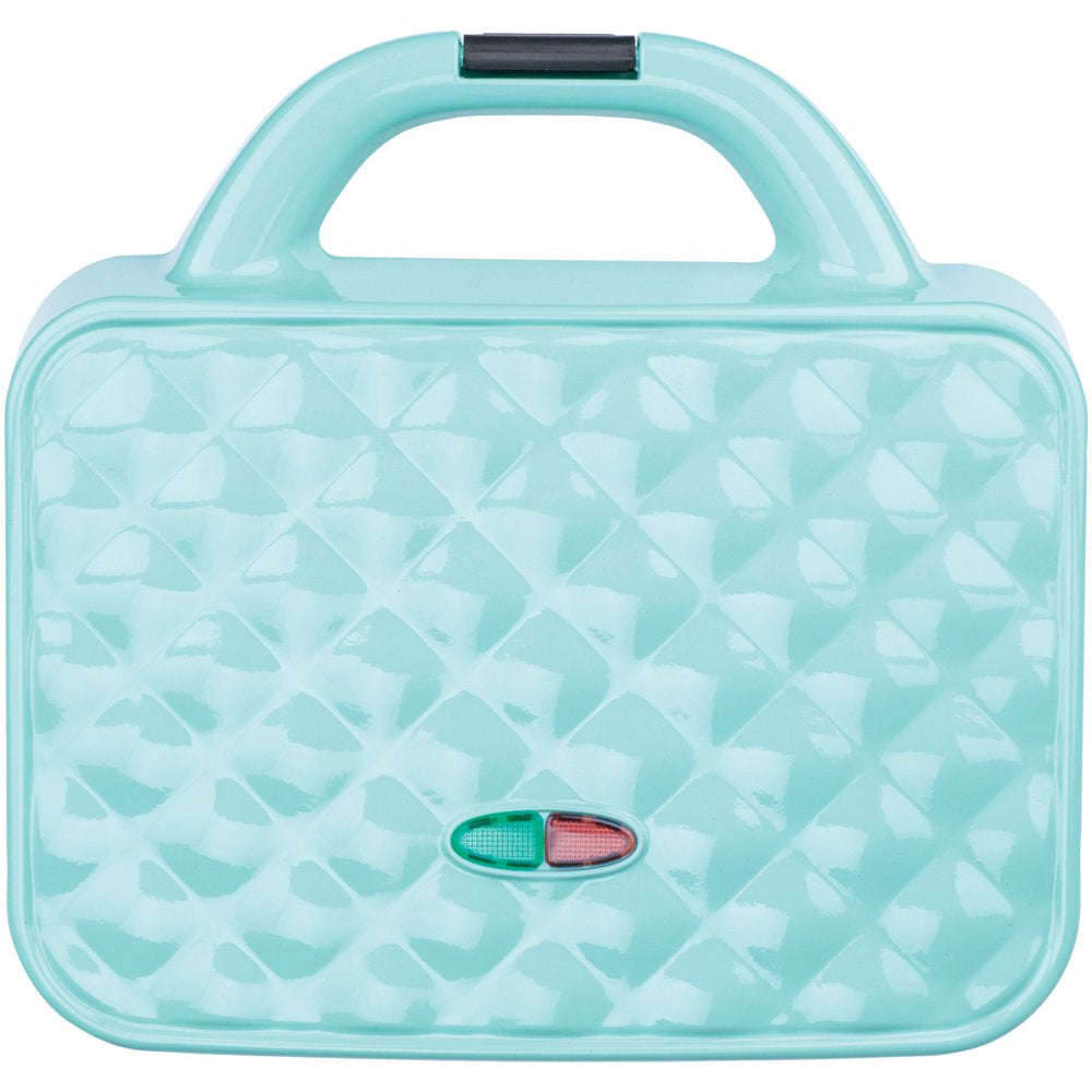 Couture Purse Non-Stick Dual Waffle Maker in Blue with Indicator Lights