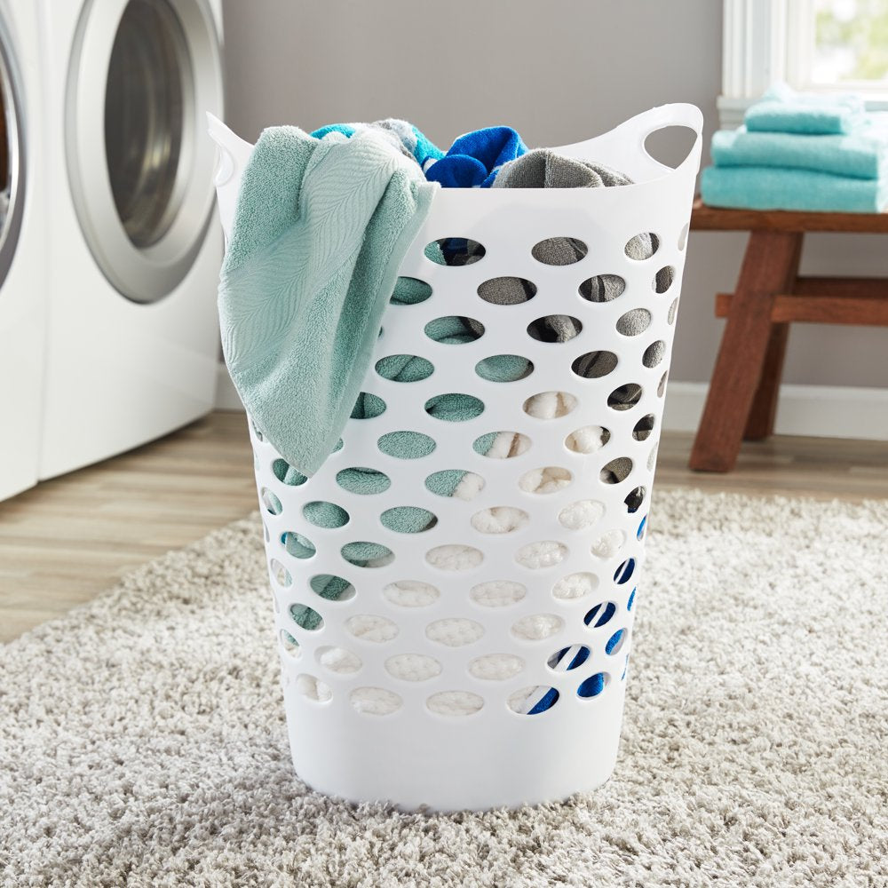 Flexible round Laundry Hamper, White