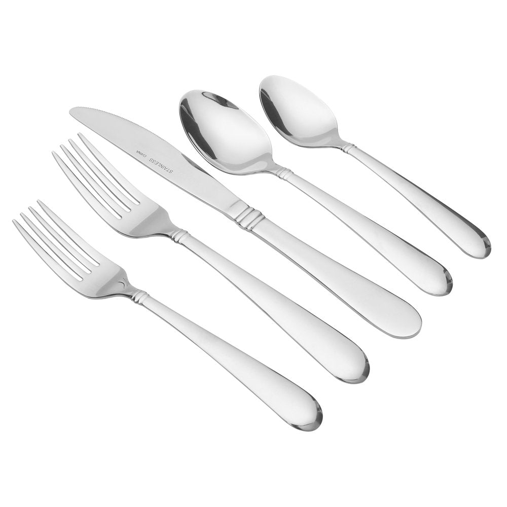 Camfield 20 Piece Stainless Steel Flatware Set, Silver Tableware Service for 4