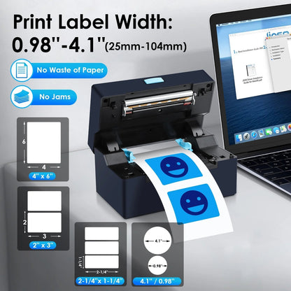 Bluetooth USB Thermal Shipping Label Printer 4X6 for Small Business Compatible with Mac, Android, Ios Widely Used for Ebay, Shopify, Etc