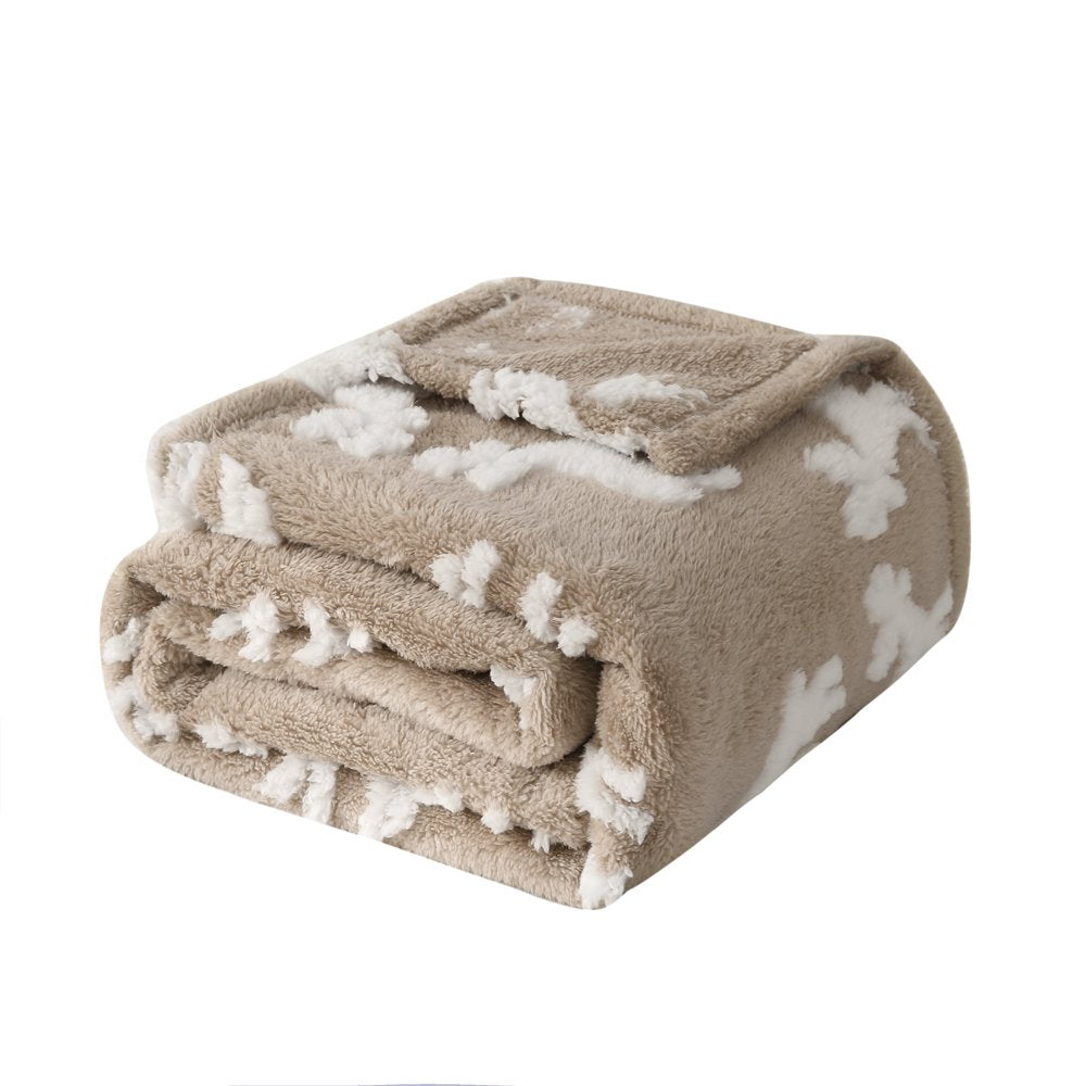 Tan Deer Sherpa Throw Blanket, 50"X60"