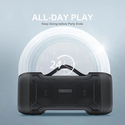Bluetooth Speaker with Deep Bass Basser Portable Speakers Wireless Stereo Sound, IPX6 Waterproof, TF/SD Card, Aux-In, USB Input, Built-In Mic, 24H Playtime for Home Party Outdoor Beach Pool