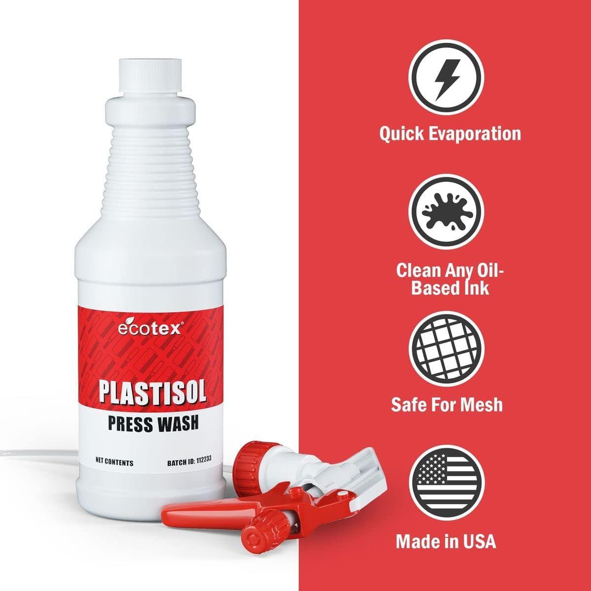 Ecotex® Plastisol Press Wash (Quart -32Oz.) - Screen Printing Machine Cleaner and Degreaser - Remove Screen Printing Ink Color - ®