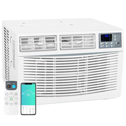 10000 BTU Window Air Conditioner Smart Wifi AC Unit Cooling for 450 Sq Ft Rooms with Remote App Control, Install Accessories