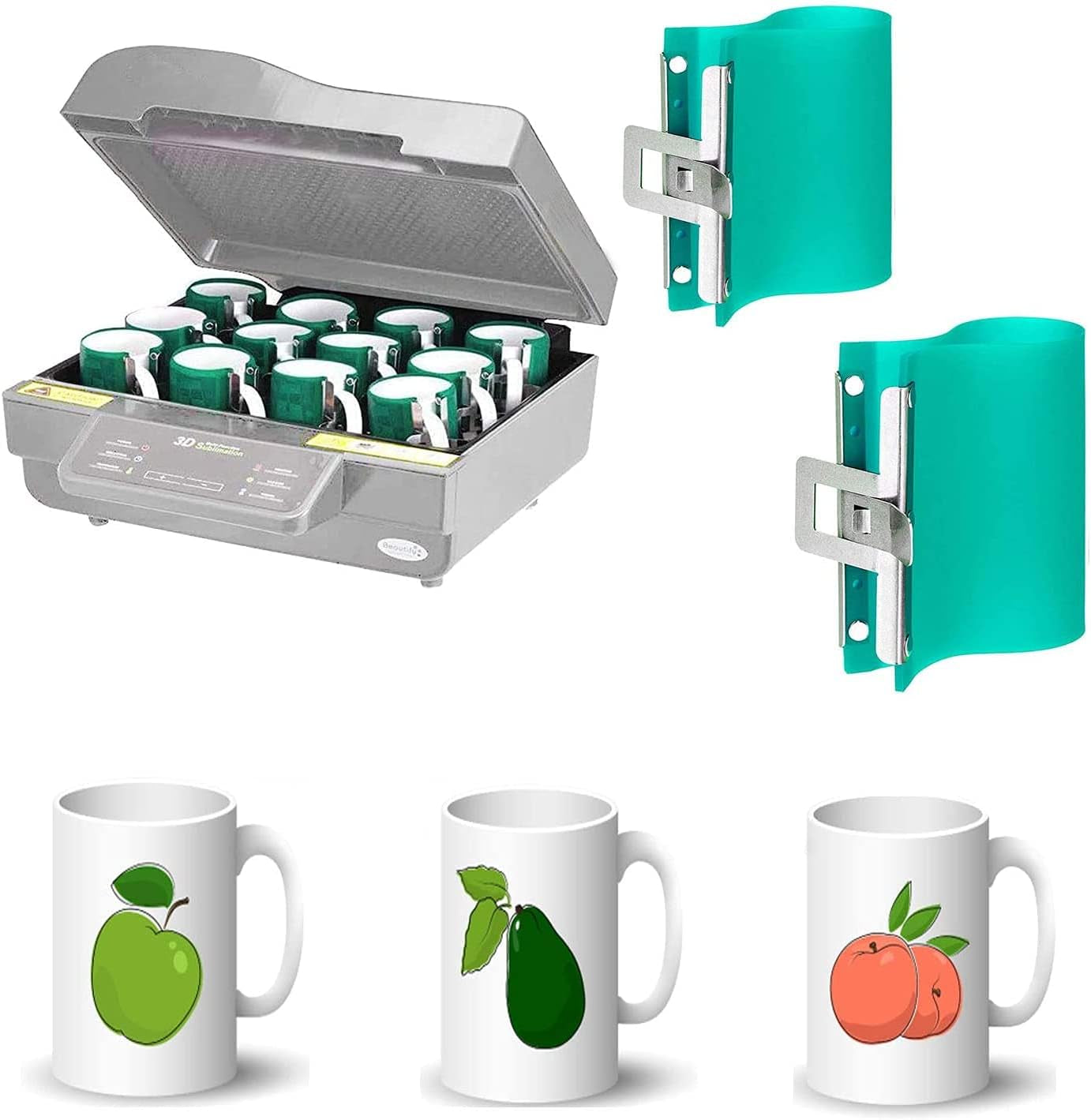 KISEER 11OZ 12OZ and 15OZ 3D Sublimation Silicone Mug Wrap 3 Pack Silicone Mug Cup Clamp for Mugs Printing