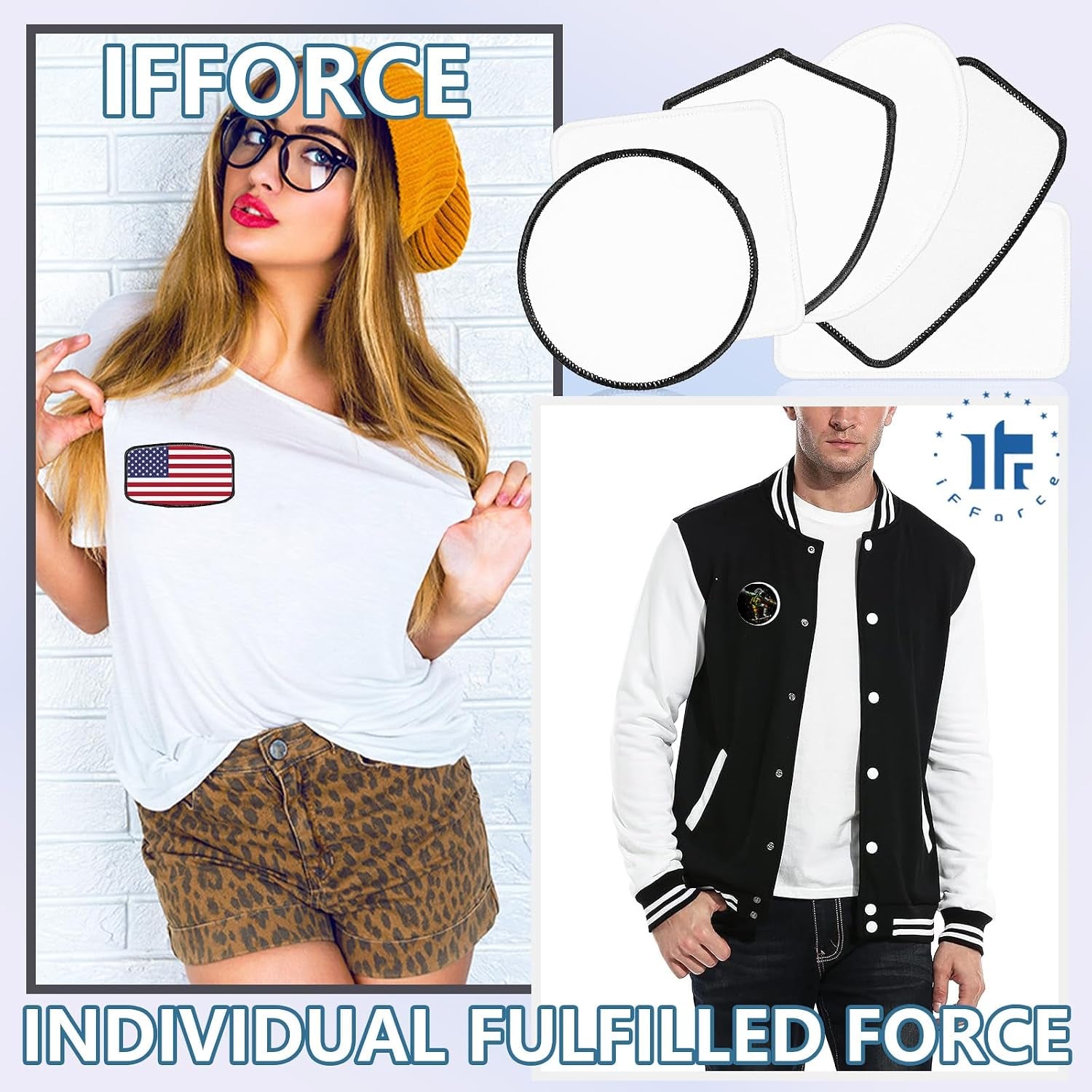 Sublimation Blanks Patches - 40 Pcs Rectangle Large Iron-On Patch with Black Border - Strong Adhesive Badges for DIY Hats Backpack T-Shirt Project