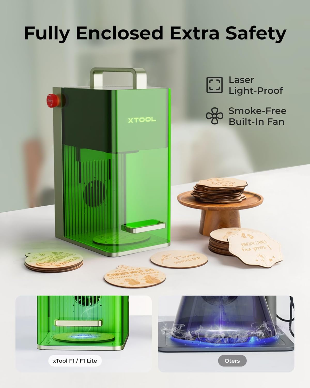 F1 Lite Laser Engraver, 4000Mm/S Lightning Speed Portable Laser Engraving Machine, Ultra HD Engraver for Wood, Leather, Acrylic, Glass, and More