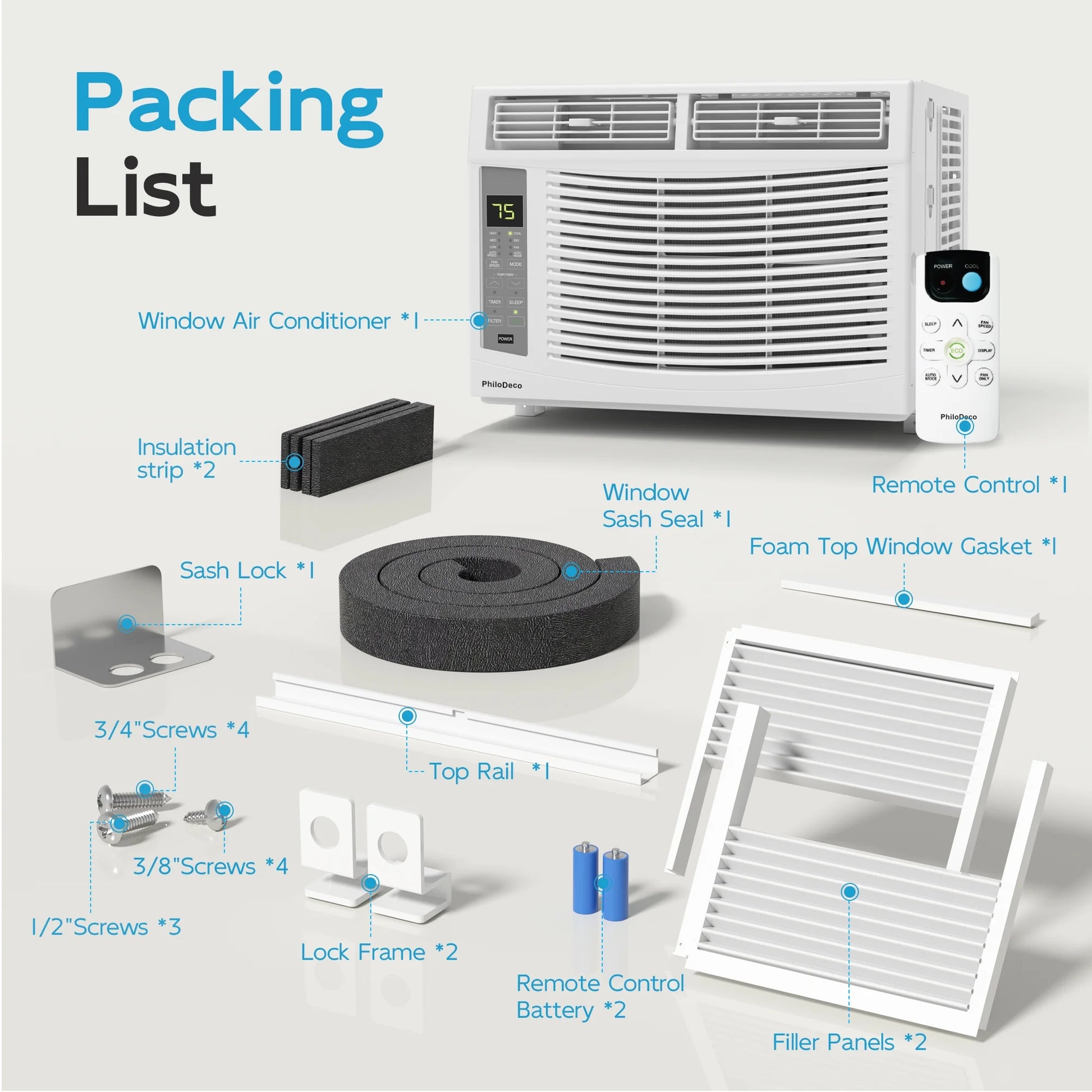 6000 BTU Window Air Conditioner Cool to 250 Sq Ft Intelligent, Led,Remote Control, Easy to Clean Filter Screen, Can Be Used as a Dehumidifier/Fan, Operates Quietly, and Is Energy-Saving