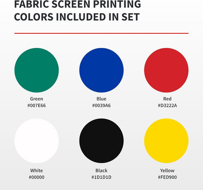 Fabric Screen Printing Ink Starter Set, 6-Colors, 4 Fl Oz for T-Shirt and Silkscreen Printmaking