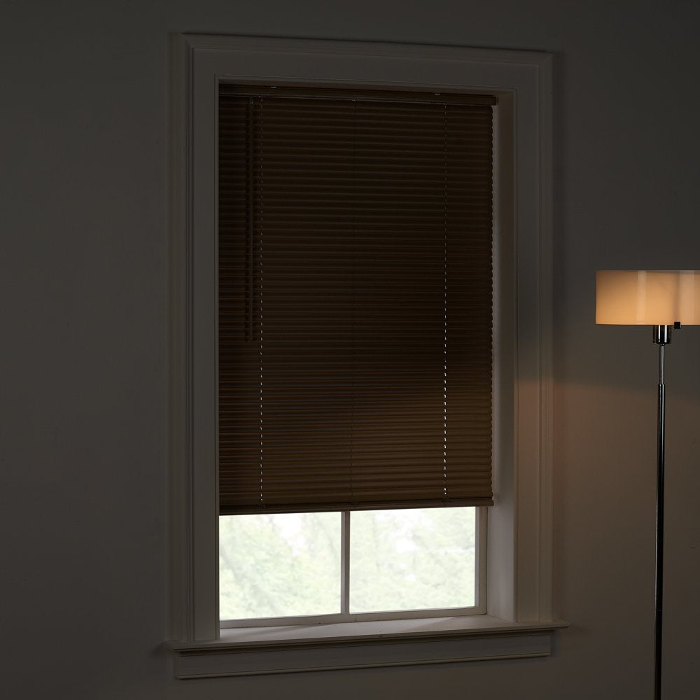 1" Cordless Vinyl Room Darkening Mini Blinds, Khaki, 29X64