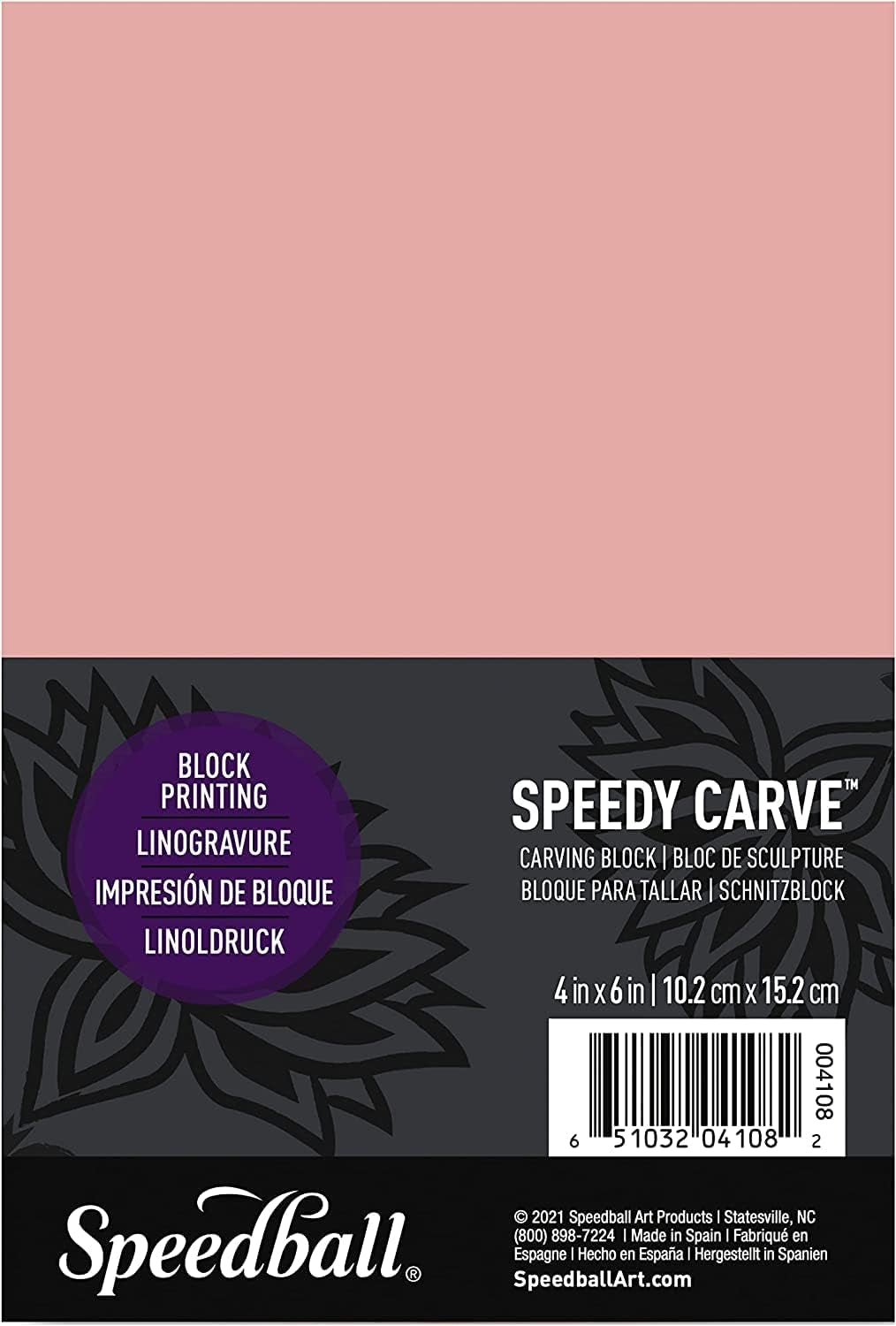 Speedball Speedy-Carve Premium Printmaking Blocks - 4" X 6" Pink Carving Material, Soft & Precise (6-Pack) - Perfect for Custom Stamps, Block Printing & Art Projects