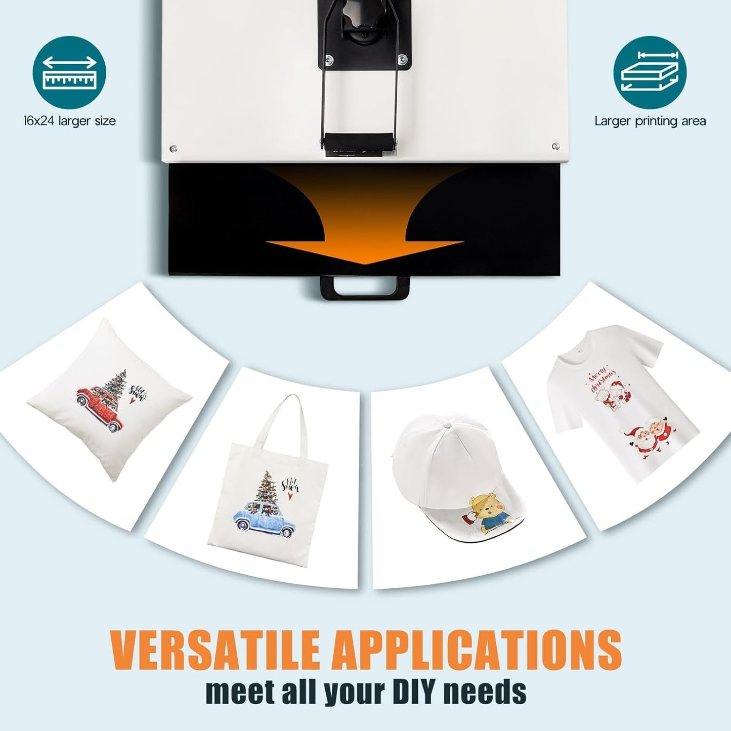 SPECRAFT 16X24 Heat Press, Industrial Digital Sublimation Machine for T-Shirts, Clamshell Design with Sewing Rulers, White